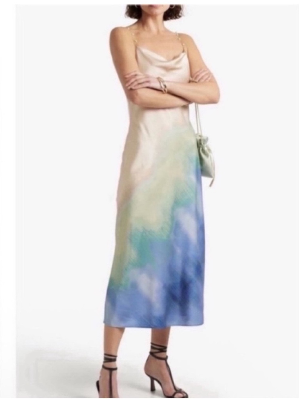 Cami NYC Silk Blend Pastel Watercolor Slip Midi Dress Size XL